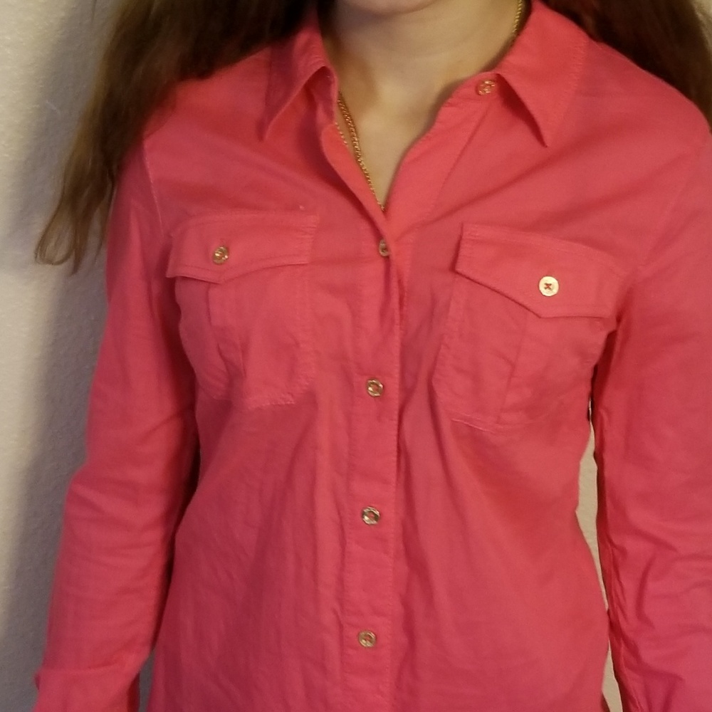 Lilly pulitzer pink button down top size 2